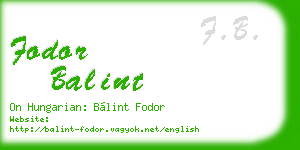 fodor balint business card